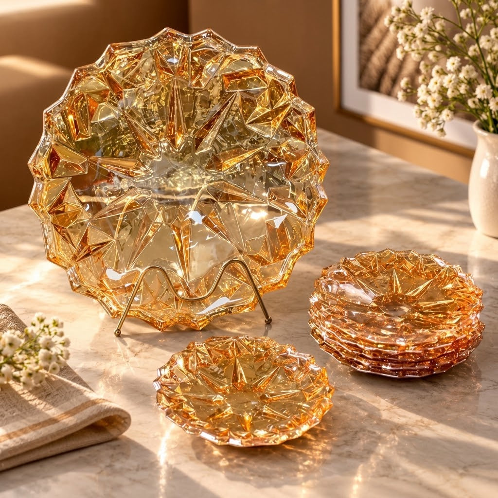 Luxury transparent crystal glass fruit serving plate