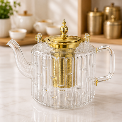
Luxury transparent glass teapot for flower tea