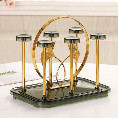 Metal six-cup draining rack for kitchen countertop
