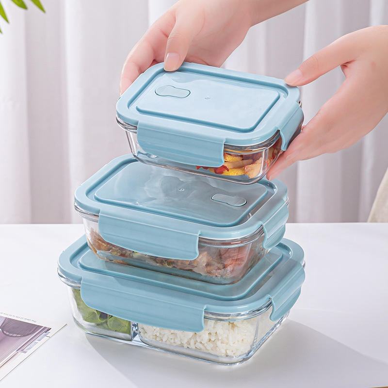 
Microwave-safe borosilicate glass lunch box