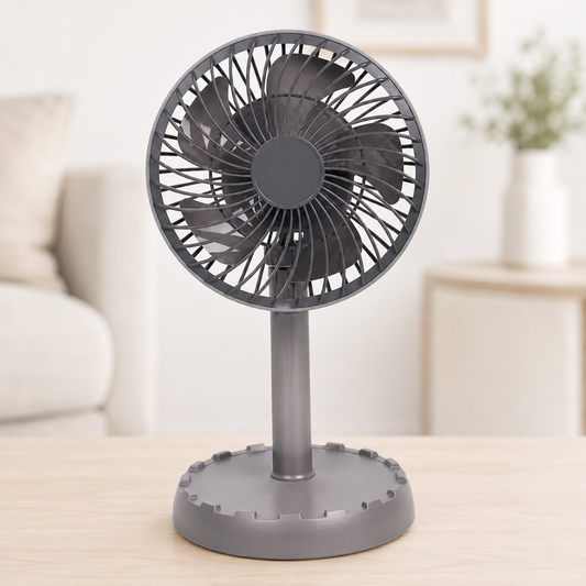 Portable rechargeable mini table fan with LED light