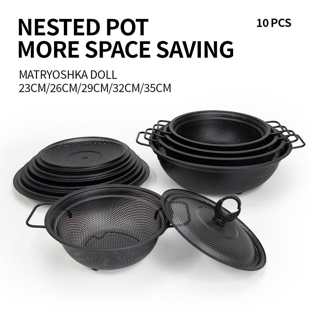 
Durable metal fruit storage basket with lid