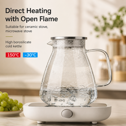 
Clear glass water pitcher for home and office