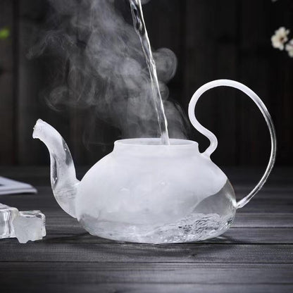 
Modern glass tea serving pot with matching lid