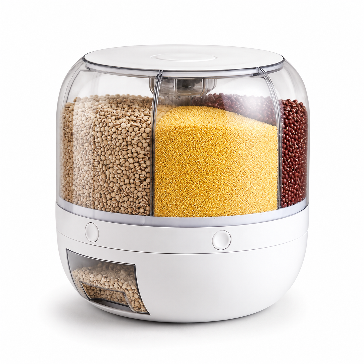 Modern grain storage dispenser on white