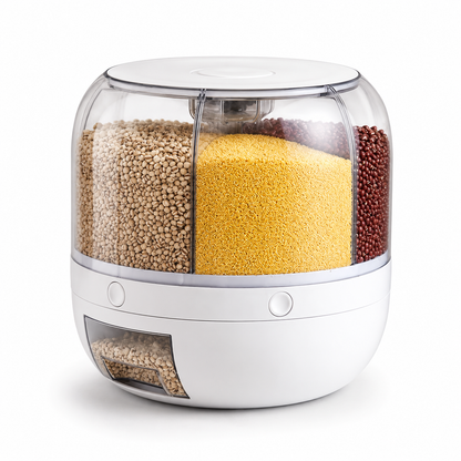 Modern grain storage dispenser on white