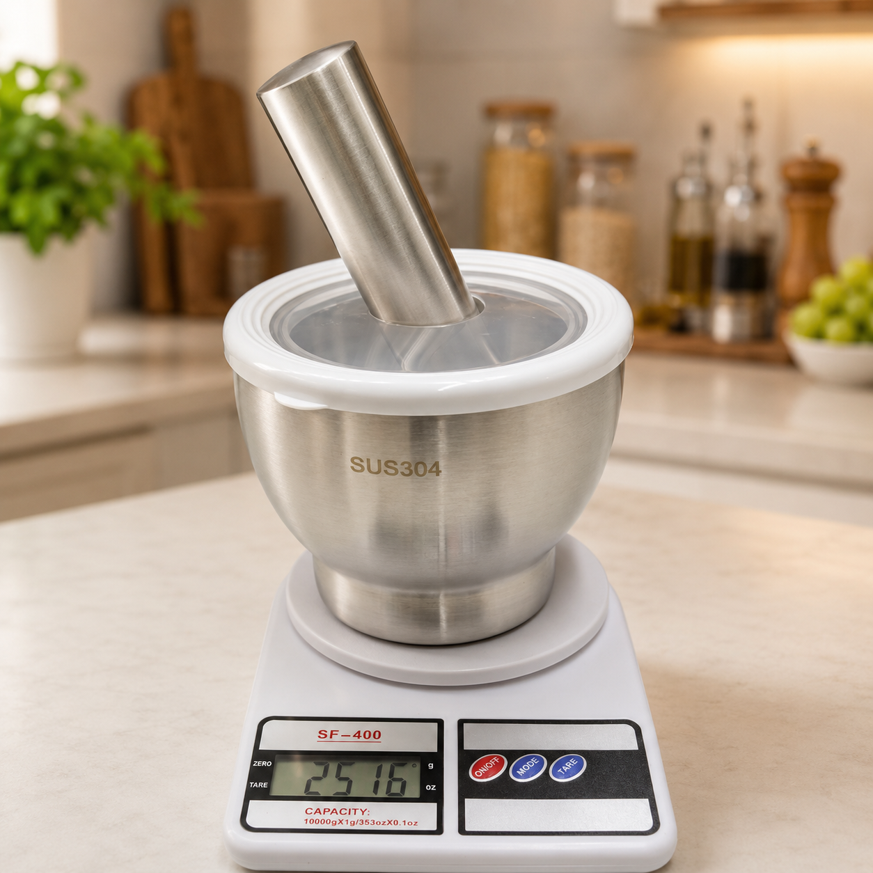 304 Stainless Steel Hamdista Mortar and Pestle for Garlic and Spices