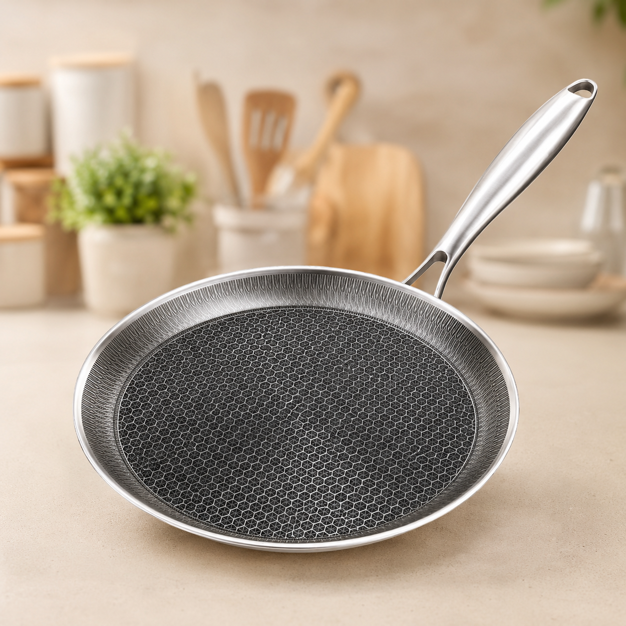 
Premium honeycomb stainless steel frying pan for steaks