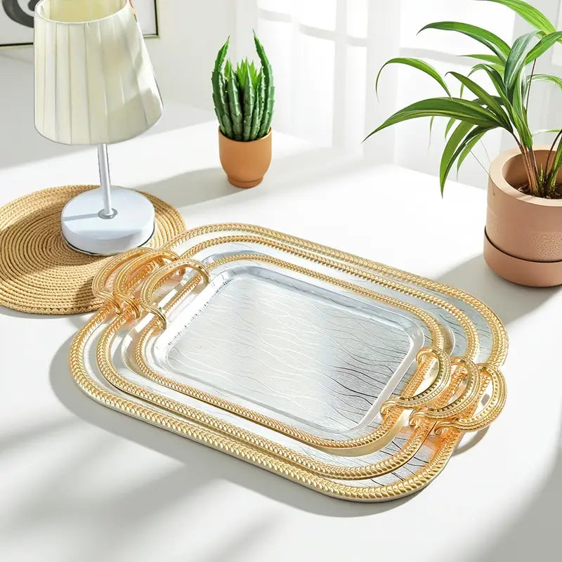 Modern polished stainless steel organizer tray
