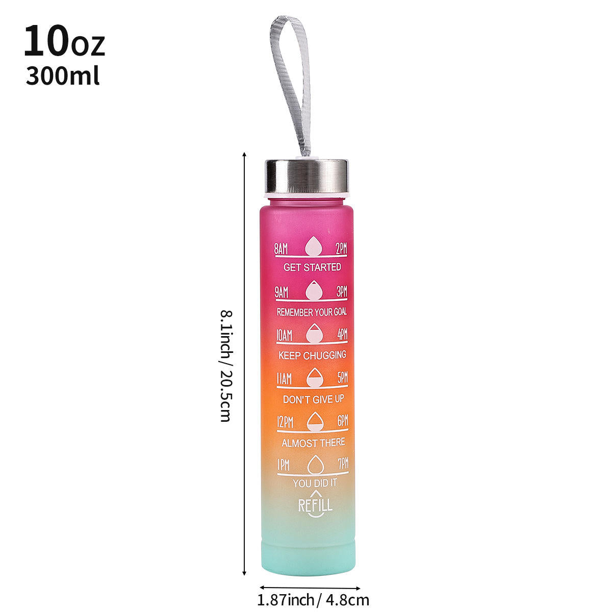 
Motivational hydration bottle with carry handle