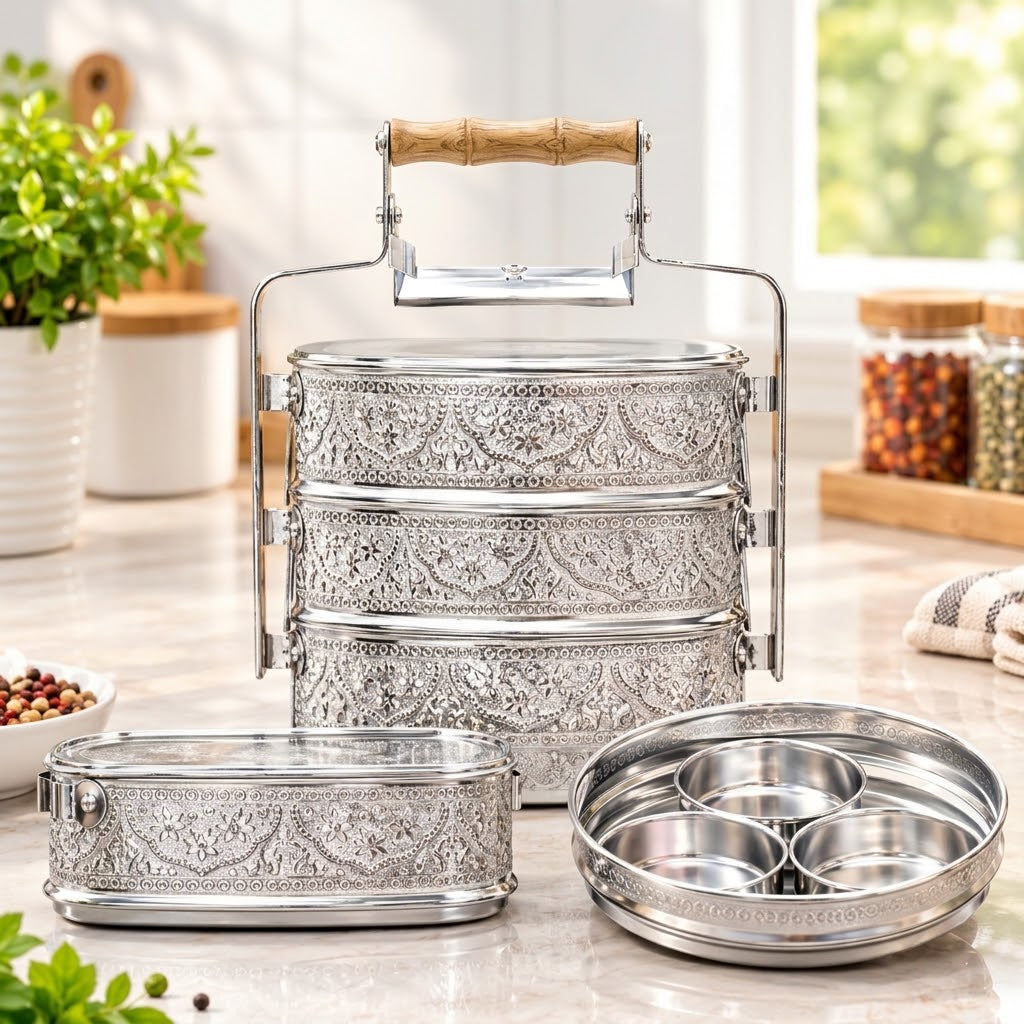 Multi-layer stainless steel lunch box for school and office