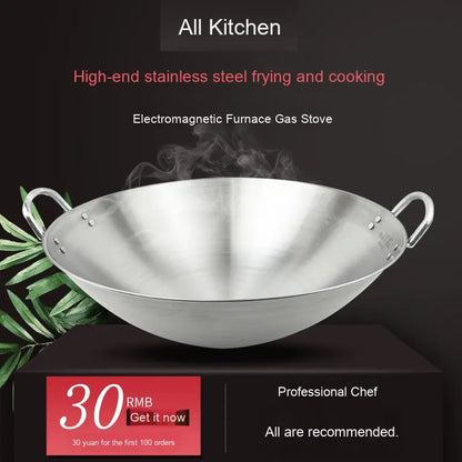 Multi Size Stainless Steel Wok for Restaurant Cooking