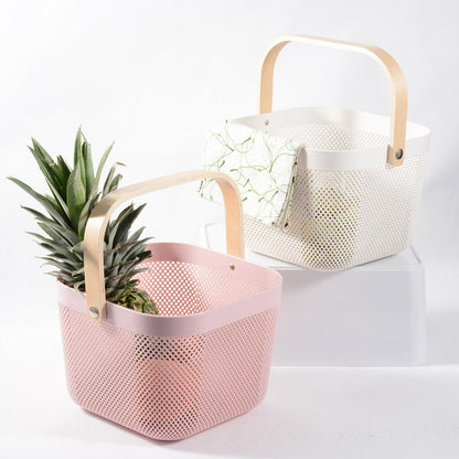 Multipurpose Storage Basket with Bamboo Handle