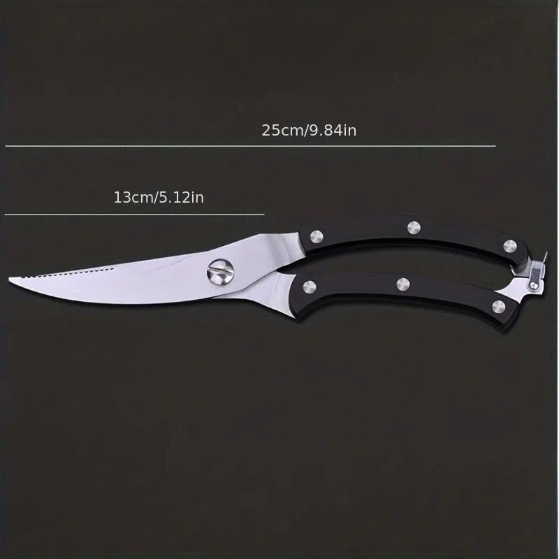 
Multipurpose stainless steel food preparation scissors