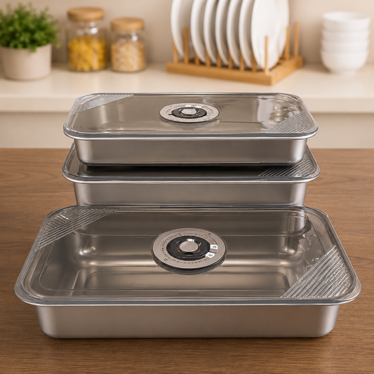 Large capacity stainless steel lunch box with sealed lid