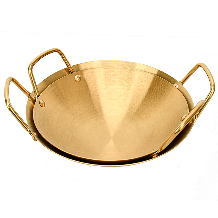 
Non-coated stainless steel wok for stir-frying and sautéing