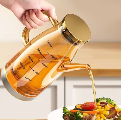 
Non-hanging countertop glass oil storage pot