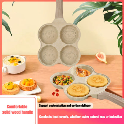 
Non-stick aluminum frying pan with wooden handle