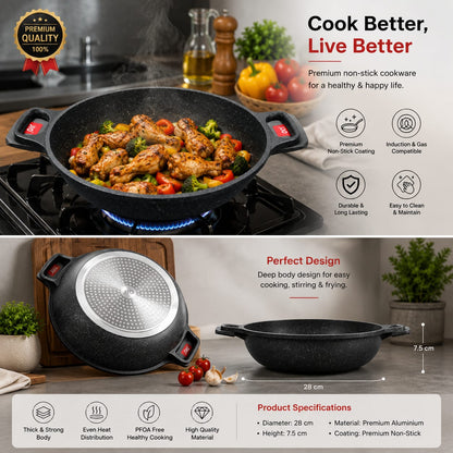 
Non-stick flat tawa for dosa, pancakes, and eggs