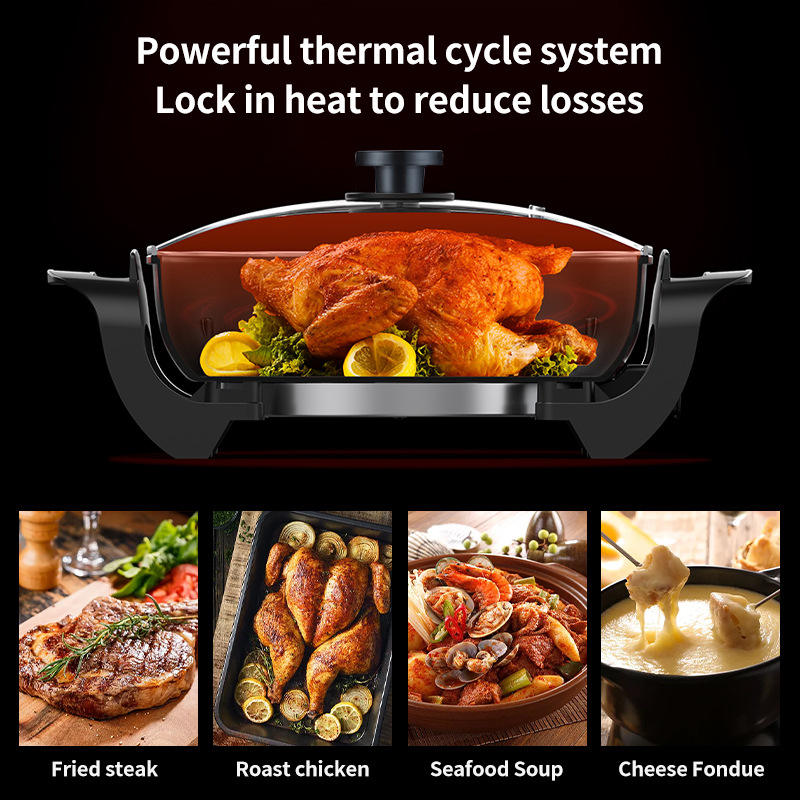 
Nonstick electric cooking pan for frying and grilling