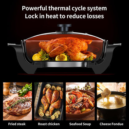 
Nonstick electric cooking pan for frying and grilling