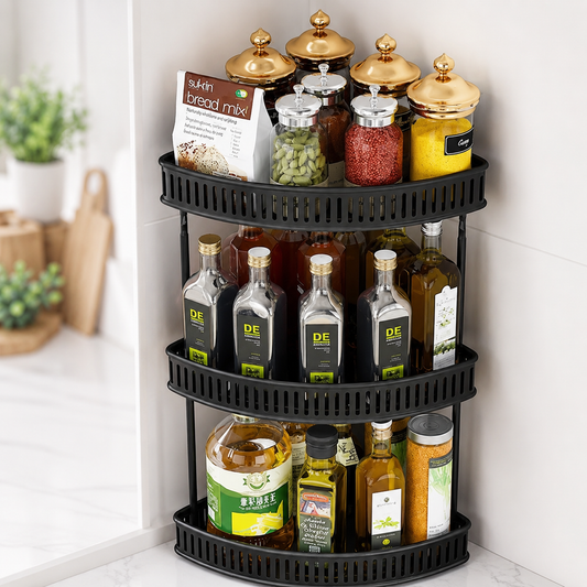 Wrought iron triangle corner shelf for kitchen and bathroom