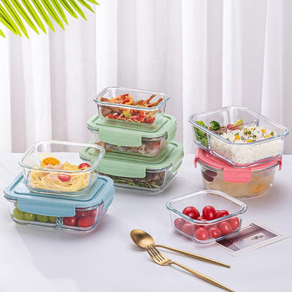 
Oven-safe glass container with leakproof locking lid