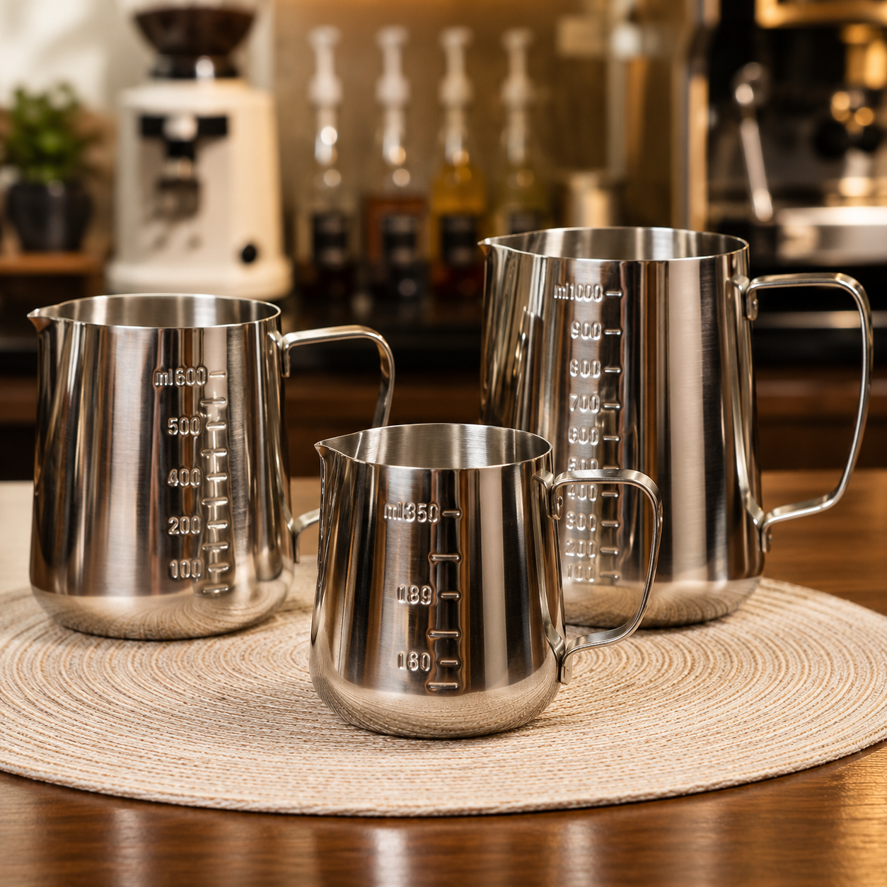 Stainless Steel Milk Frothing Pitcher with Measuring Scale