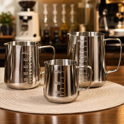 Stainless Steel Milk Frothing Pitcher with Measuring Scale