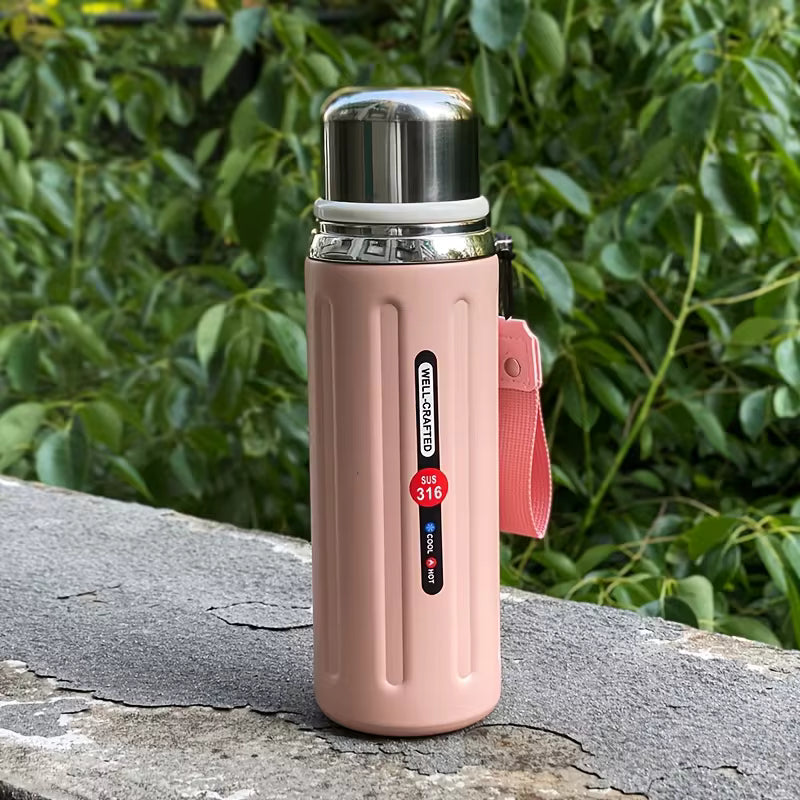 Portable 800ml thermos bottle for sports hiking and travel