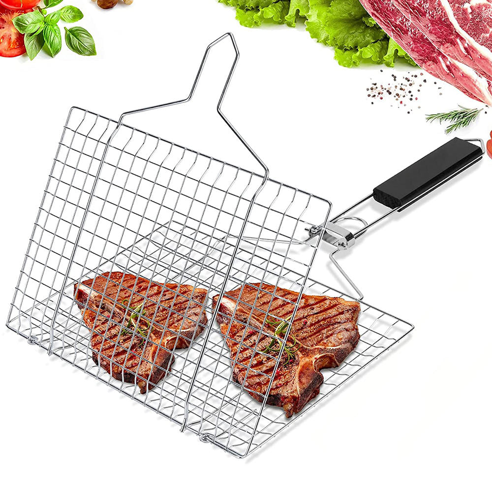 
Portable barbecue grill basket for outdoor cooking