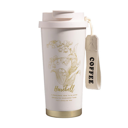 Portable insulated coffee cup with secure lid