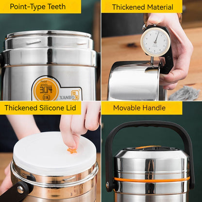 
Portable stainless steel thermal lunch container