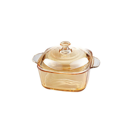 Premium amber glass casserole pot for kitchen