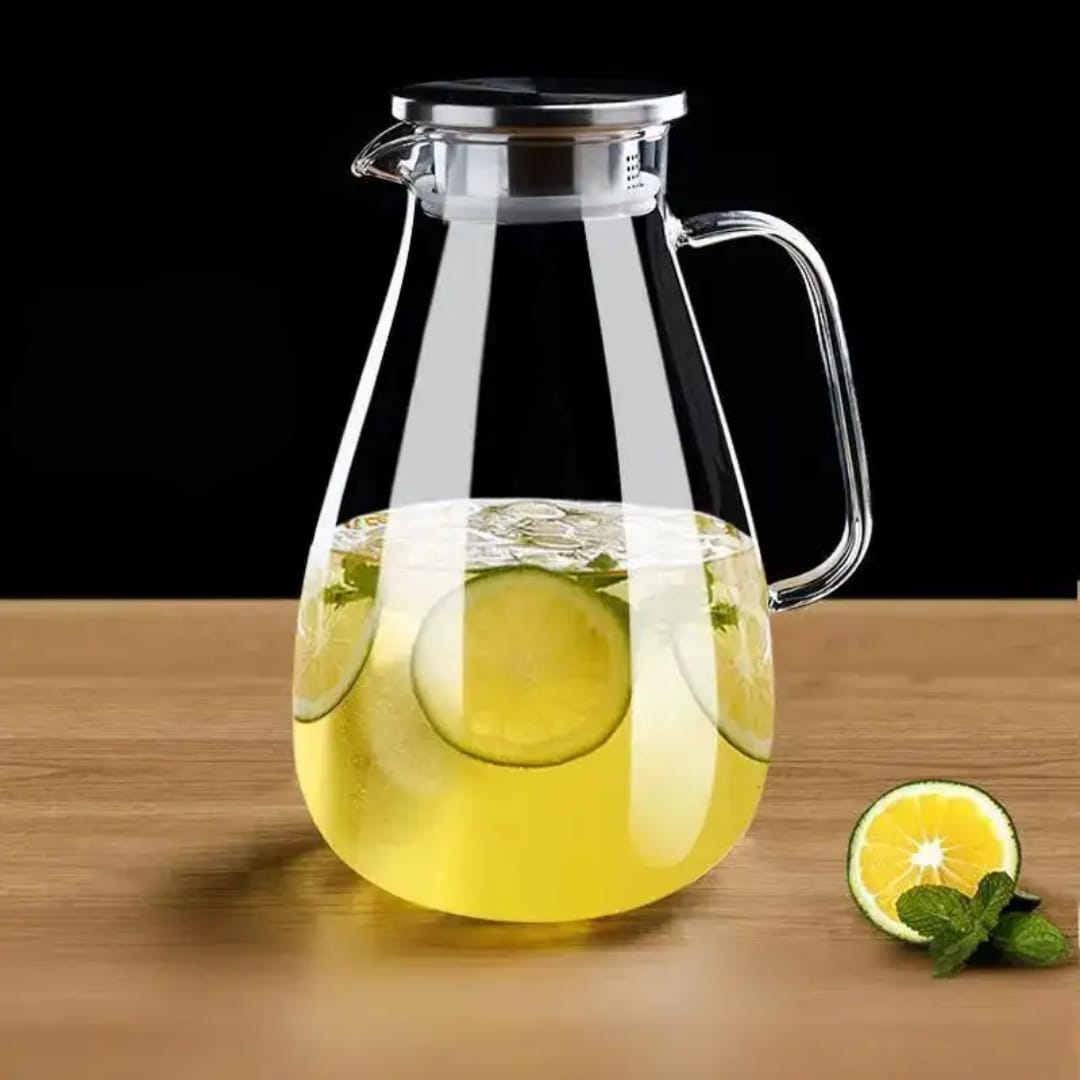 
Premium borosilicate glass juice pitcher with handle