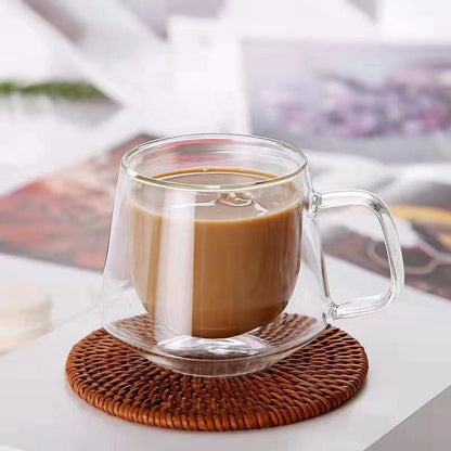 
Premium double wall glass mug for tea and coffee