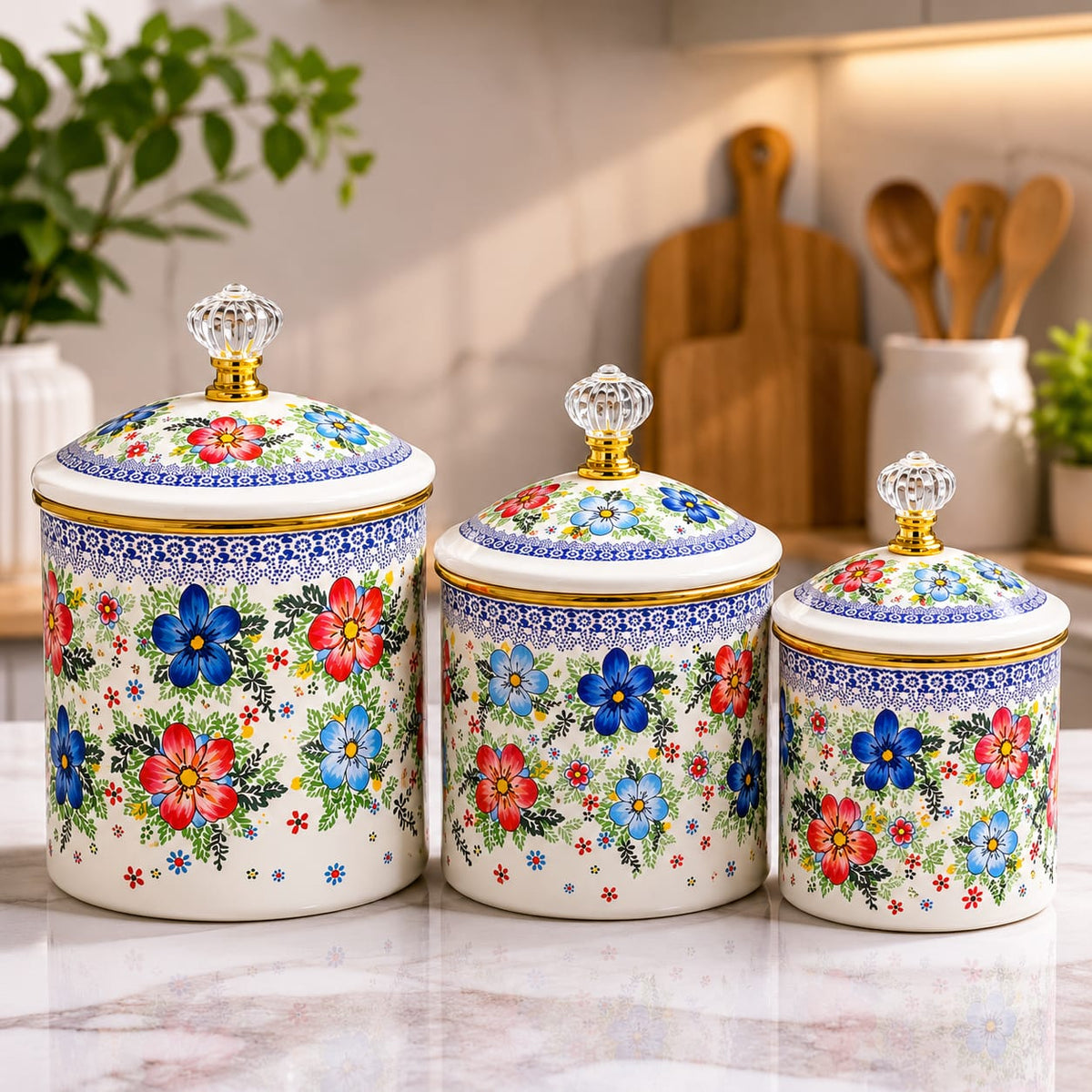 
Premium enamel food storage containers