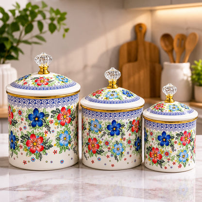 
Premium enamel food storage containers