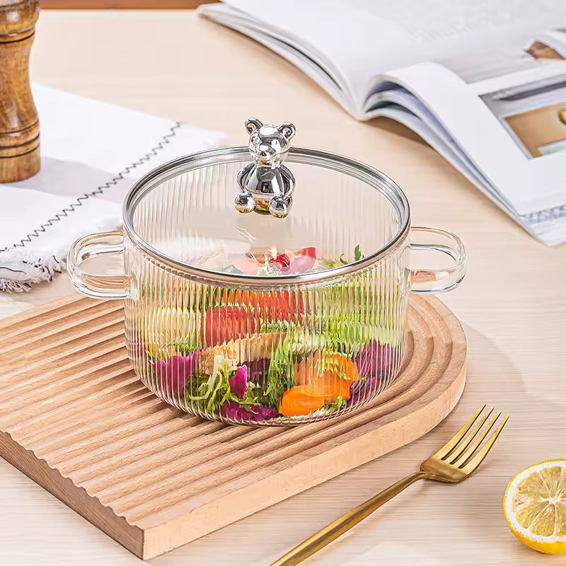 
Premium transparent glass cookware for soups and pasta