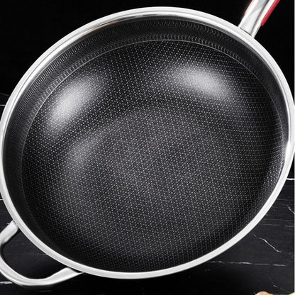 
Professional stainless steel wok with glass lid