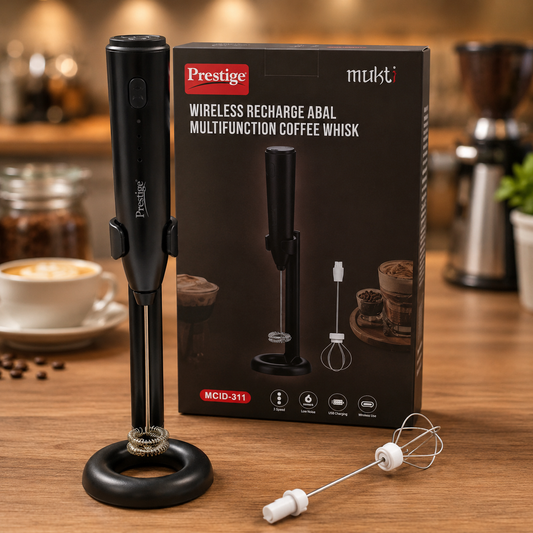 Rechargeable Electric Milk Frother with Stainless Steel Whisk