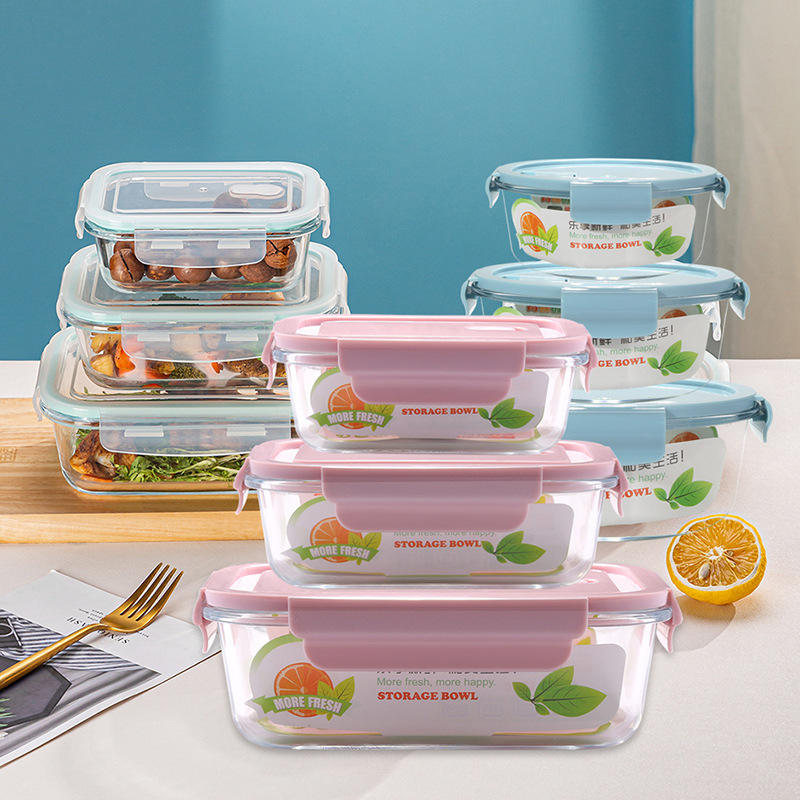 
Rectangular glass food storage containers for refrigerator