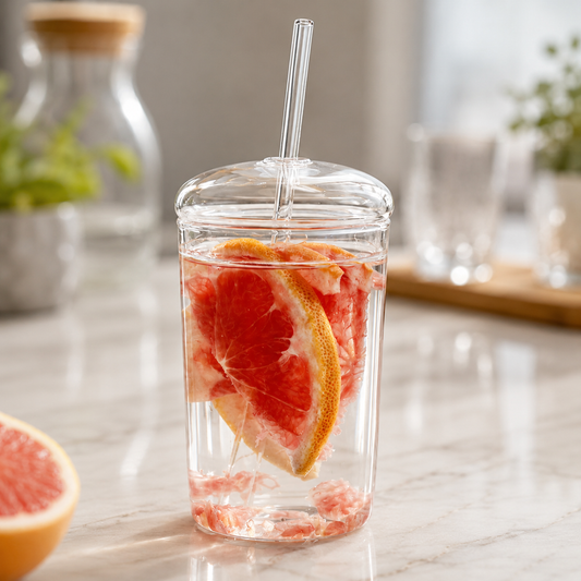 Fashion style borosilicate glass tumbler with dome lid