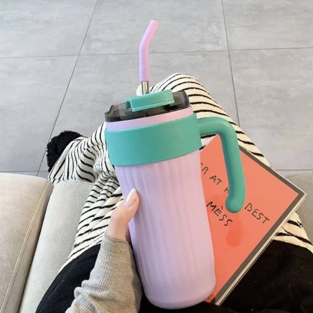Reusable handled tumbler for office, travel, and daily hydration