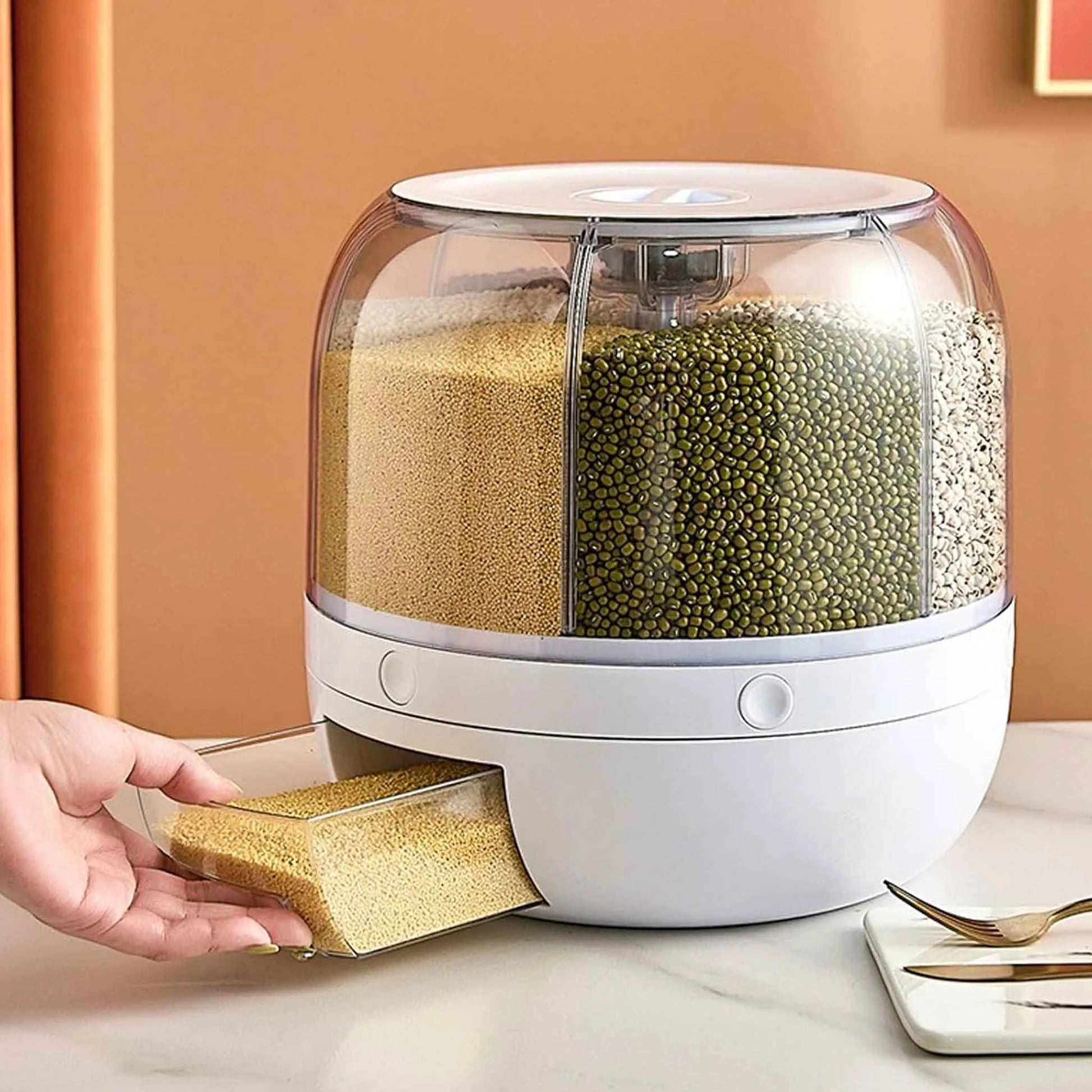 
Dustproof food storage dispenser