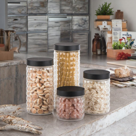 Round Clear Glass Storage Jar with Metal Lid