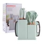19-Piece Wooden Handle Silicone Kitchen Utensil Set