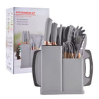 19-Piece Wooden Handle Silicone Kitchen Utensil Set