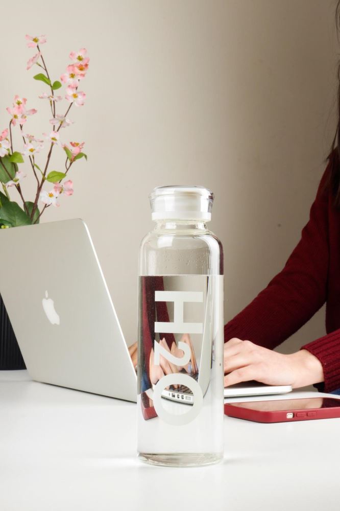 H2O Borosilicate Glass Sports Bottle | Durable Heat Resistant Water Bottle for Daily Use