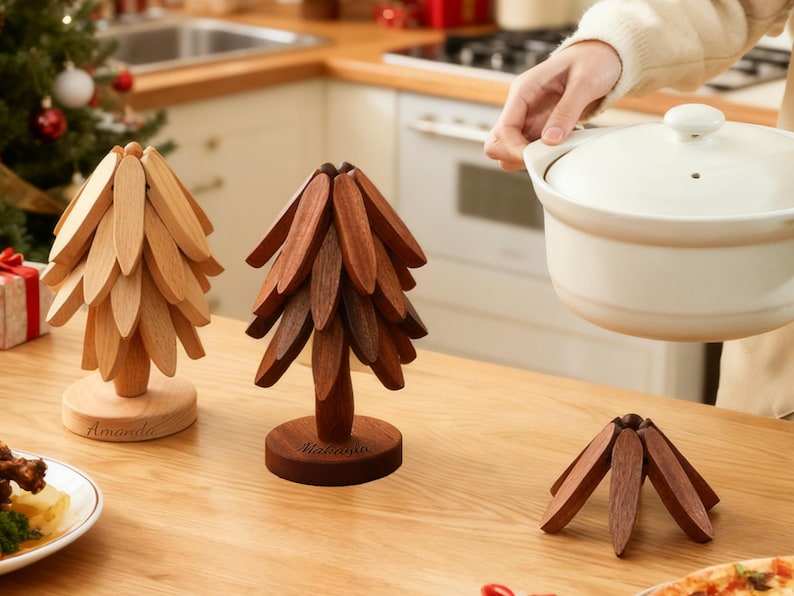 Premium Wooden Tree Trivet Coaster – Rustic Wood Pot Stand